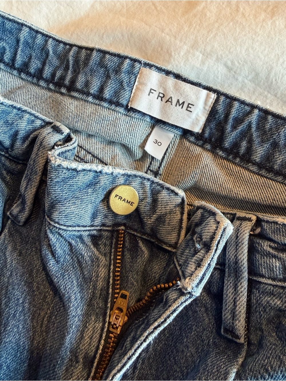 FRAME Pleated Barrel Leg Jeans in Campus , Size 30 - Picture 6 of 13
